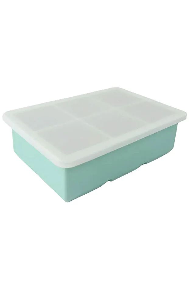 Silikon Buzluk Buz Kalıbı, 6 Bölmeli Küp, Kapaklı, Sky Blue